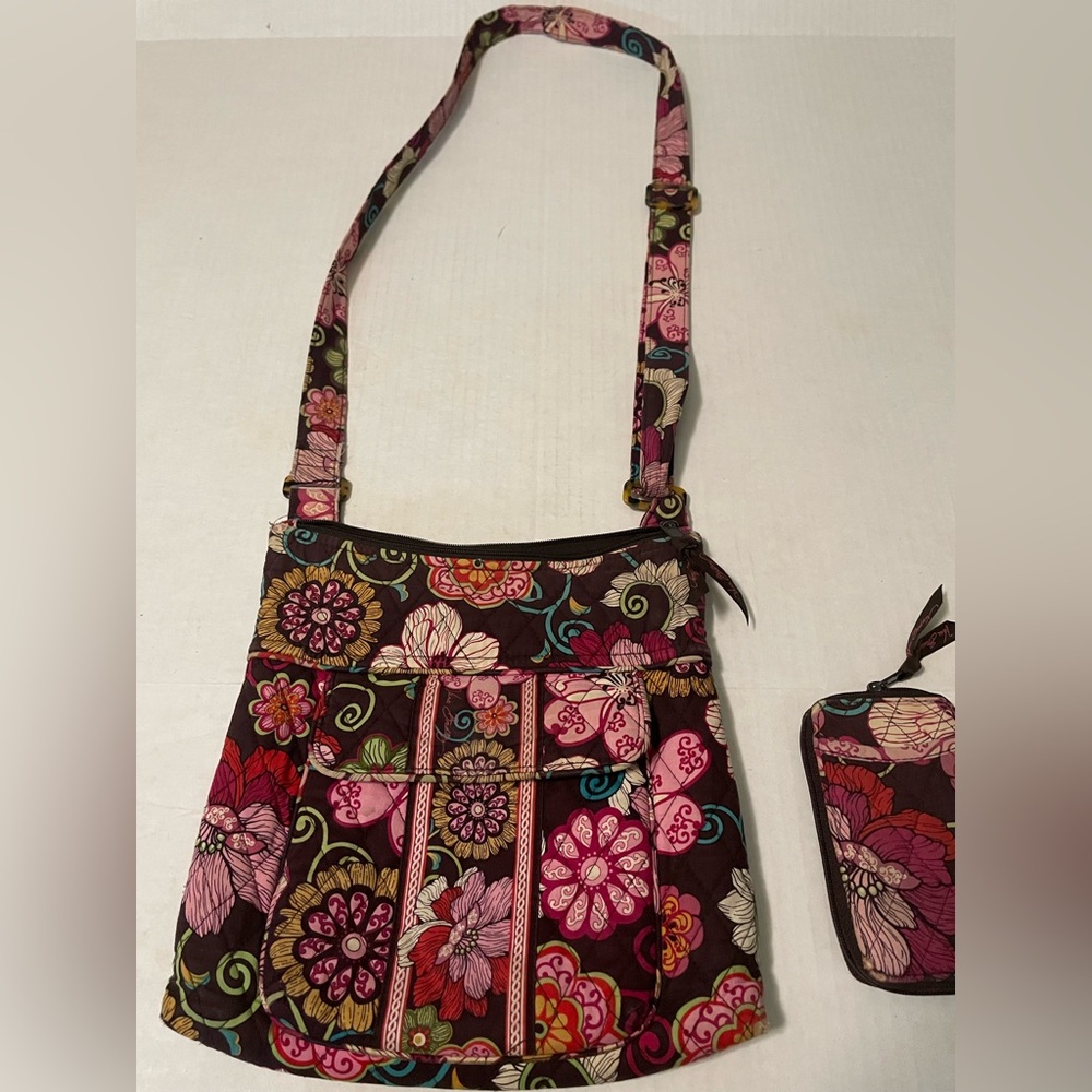 Vera Bradley brown floral quilted shoulder bag and wallet